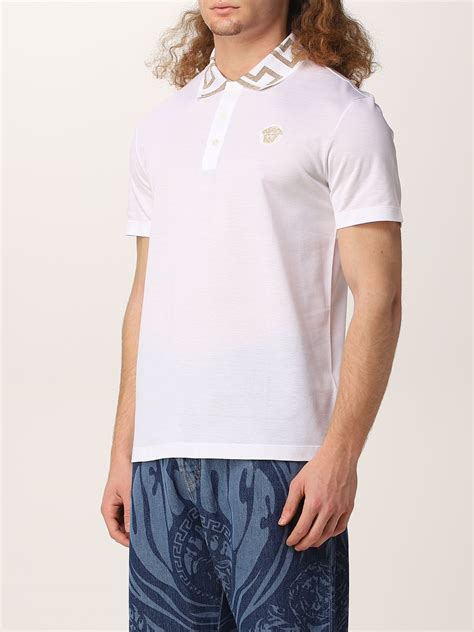 white versace poloshirt|versace polo shirts for men.